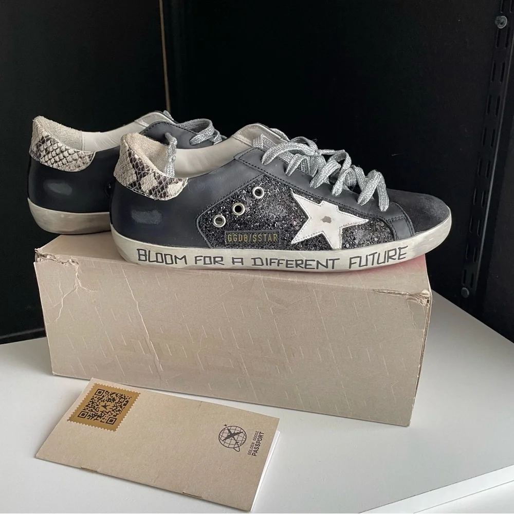 Golden Goose Super Star Python heel Glitter Pink soles sneakers signature shoes - Picture 5 of 16